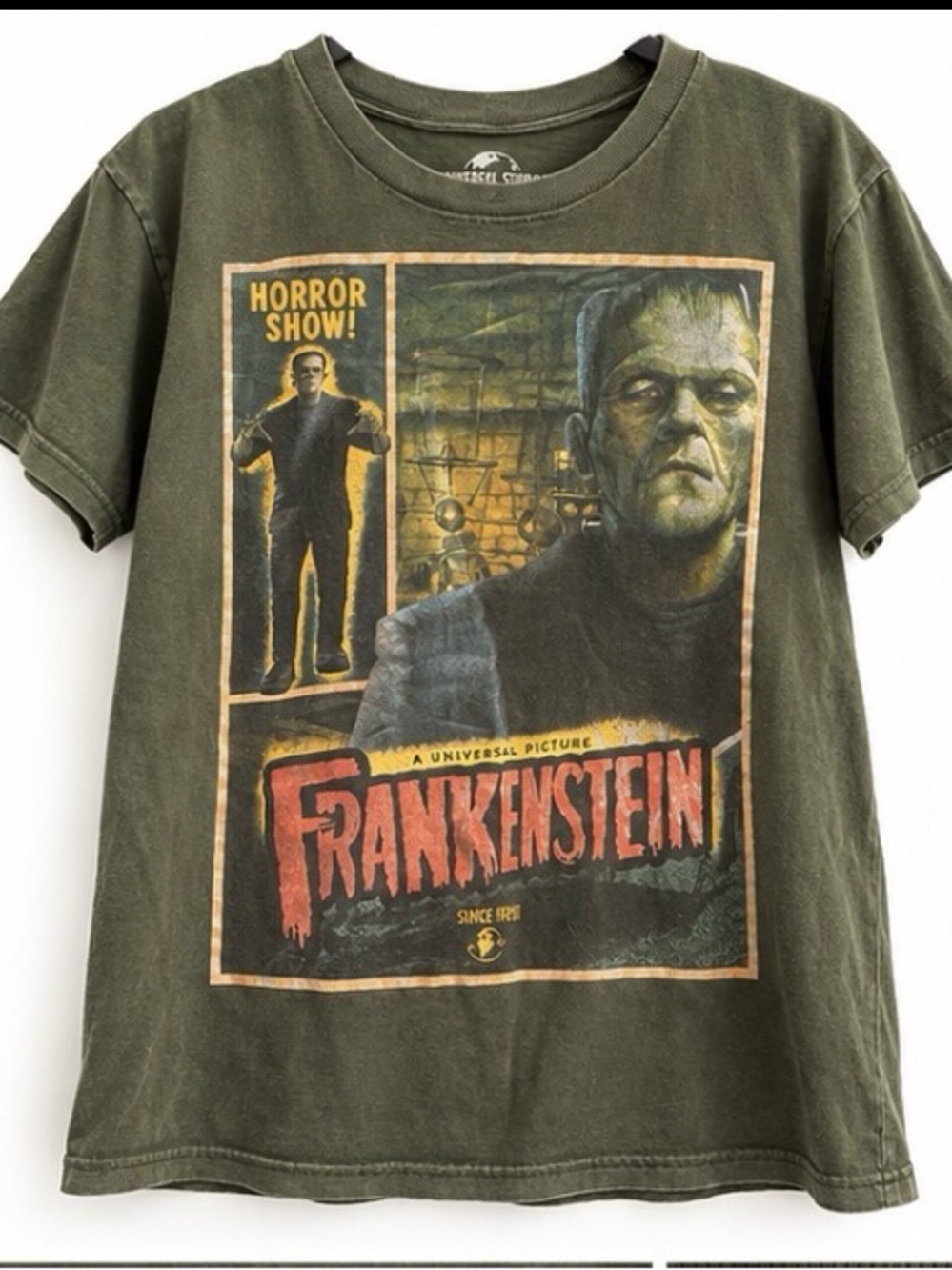 Universal Frankenstein Graphic Tee - Olive Green